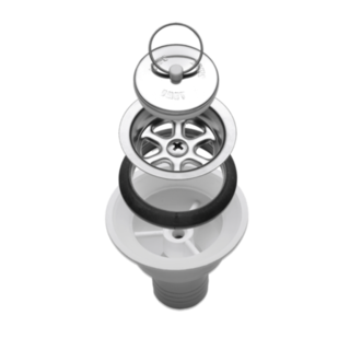 Dometic sink drain with plug, straight, 25 mm outlet