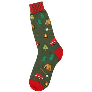 Foot Traffic Mens Socks, Camping Design, Size 7-12