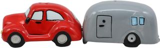 Red Vintage Car and Grey Caravan Salt and Pepper Shakers Set