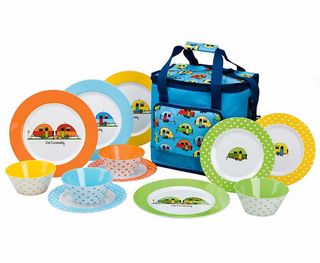 Melamine Tableware Set Love Caravaning, 12 Piece + 16L Cooling Bag