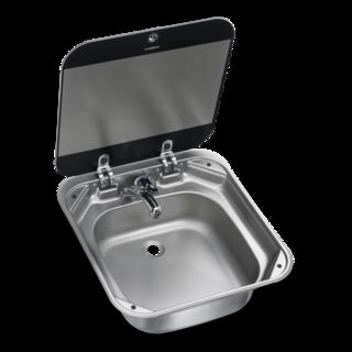 Dometic VA8000 Square Sink with Glass Lid and Tap, 420 x 400 mm