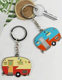 Metal Key Ring Retro Caravan