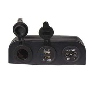 Surface Mount Dual USB, 12V Accessory Plug and Voltmeter Hub