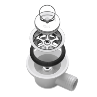 Dometic Sink Drain with Plug, Angled, 25mm Outlet
