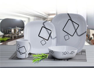 Dinner set CUNEO, melamine, 16 pcs., antislip