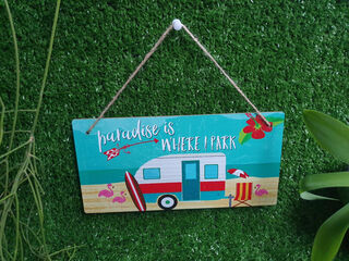 Caravan Wooden Sign, Paradise is Where I Park
