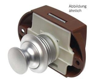 Bathroom Door Push Lock, Silver Button/brown Back