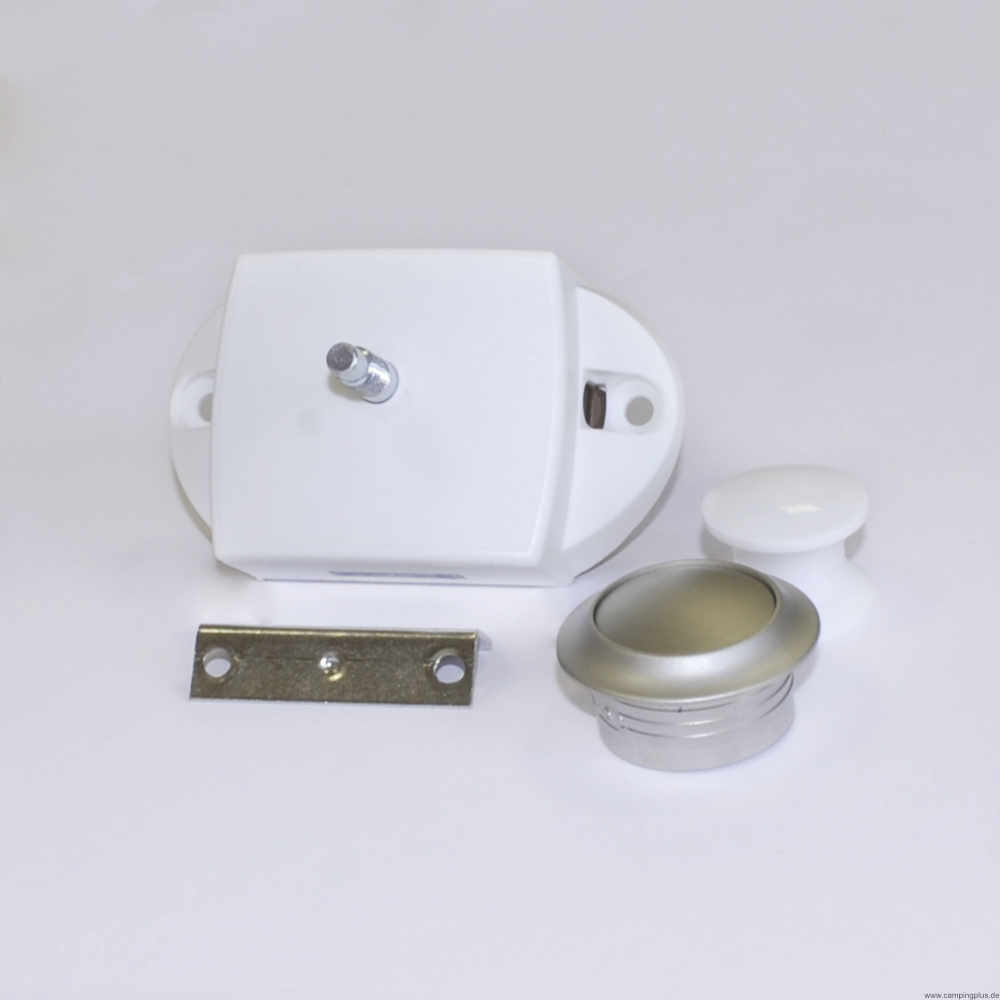 Bathroom Door Push Lock, Silver Button/brown Back - Moutere Caravans