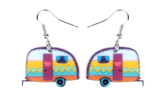 Colourful caravan earrings, set of 2