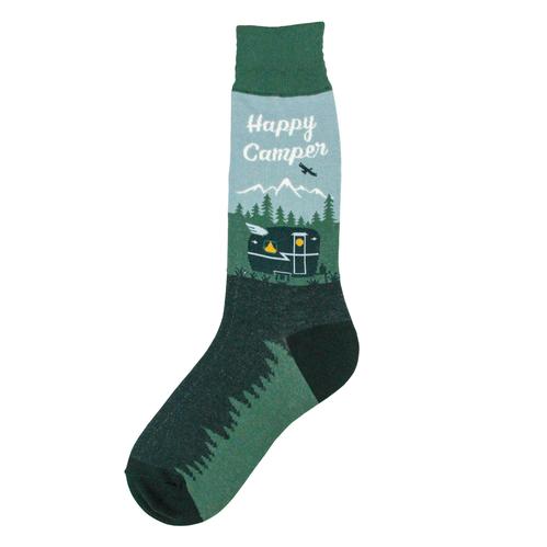 Foot Traffic Mens Socks, Happy Camper, Size 7-12