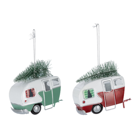 Metal Caravan Christmas Ornament- Available in Red or Green