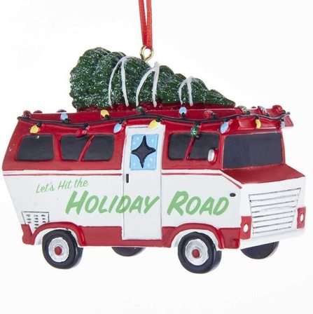 Campervan/RV/Motorhome Christmas ornament, red/white