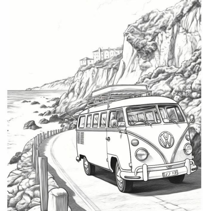 Travelling with caravan colouring in book - Moutere Caravans