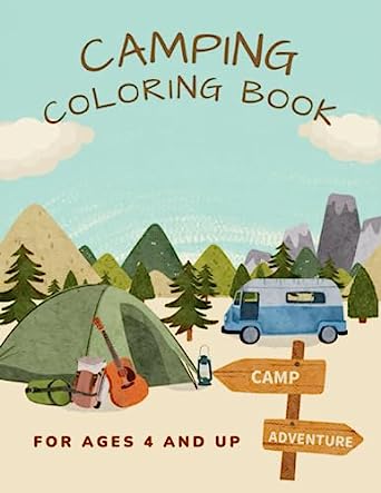 CAMPING colouring in book for ages 4 and up