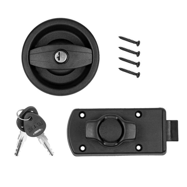STS Caravan door lock EUROPA, Black, wall thickness35-40 mm