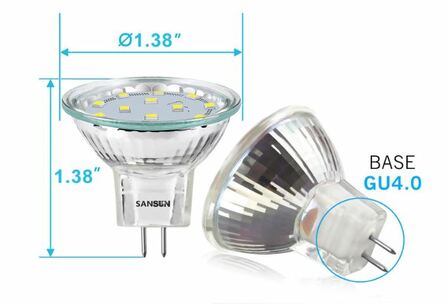 LED halogen bulb, cold light, 4000K, 2.4W,,300lm, 12V, GU4.0