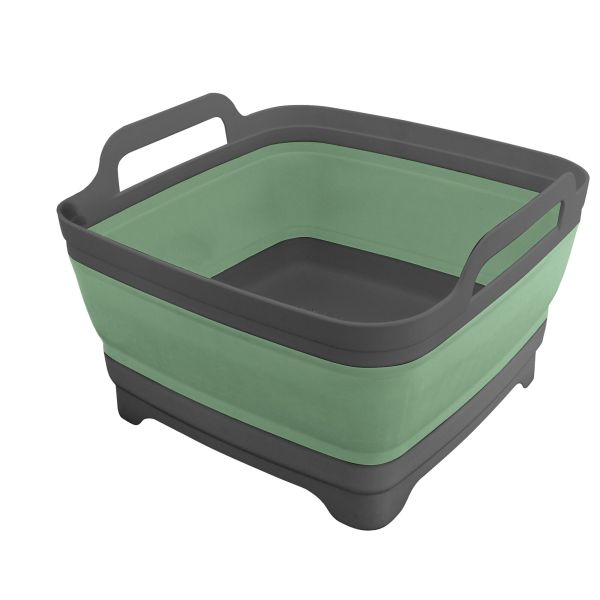 EuroTrail Dishwashing bowl with drain, collapsible, dark green and grey
