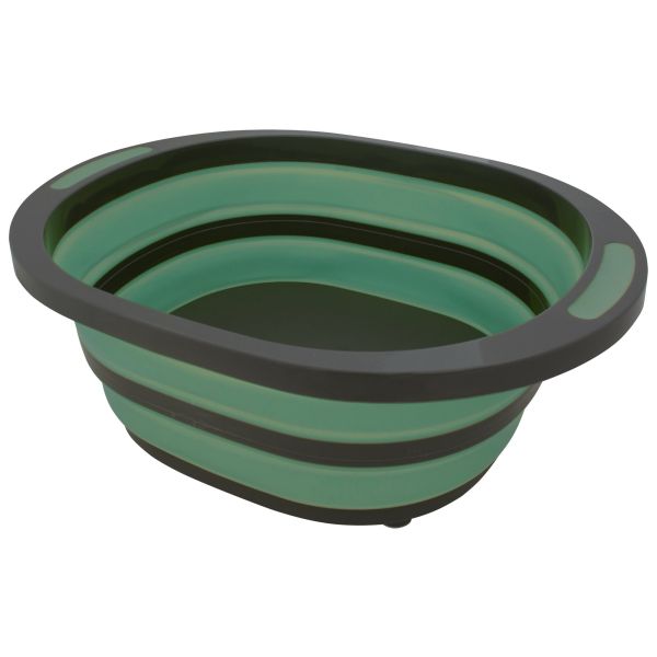 EuroTrail Dishwashing oval bowl with drain, collapsible, dark green and grey