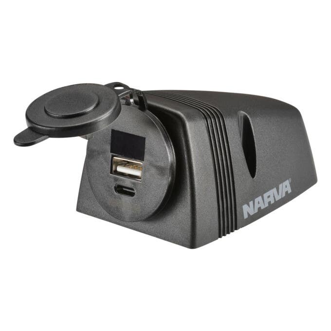 Narva Dual USB and USB Type C Surface Mount Socket