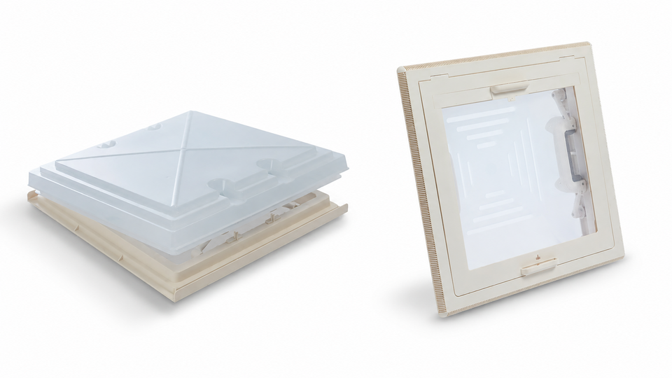 MPK Model 42 400x400 mm Roof Vent with Dropdown Flyscreen and Blind, White