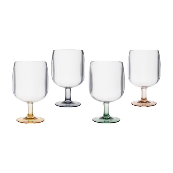 Bo-Camp set of 4 plastic wine glasses, multicoloured