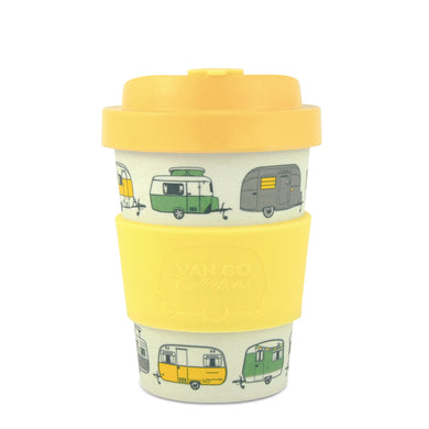 Van Go Collections Bamboo Travel Mug, 300 ml, Sunshine Yellow, Caravans