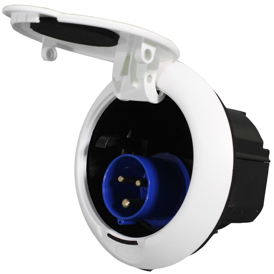 FAP Orus CEE socket, round, white, with round lid, 220-250V