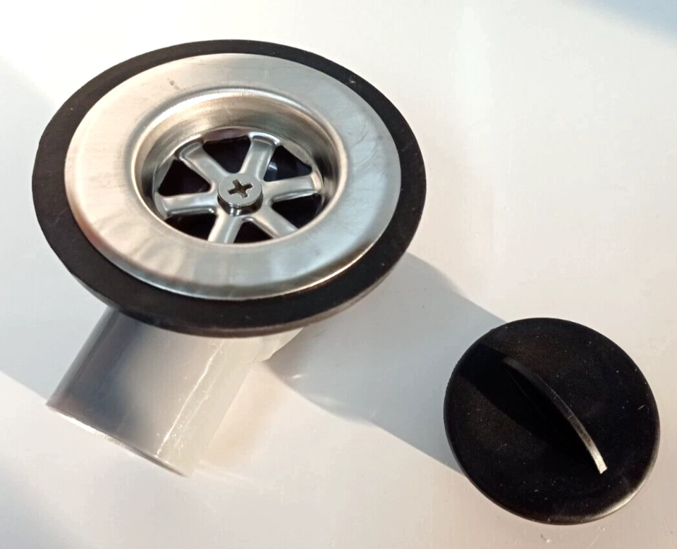 Sink drain with plug, angled, 1 1/4" - 28 mm