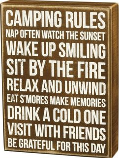 Wall art, sign CAMPING RULES