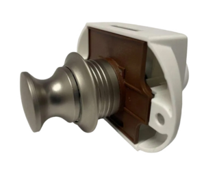 Bathroom Door Push Lock, Silver Button/white Back