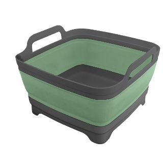 EuroTrail Dishwashing bowl with drain, collapsible, dark green and grey