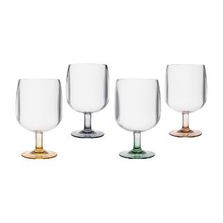 Bo-Camp set of 4 plastic wine glasses, multicoloured