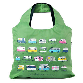 Van Go Collections Handy Tote Bag, The Iconic Collection, A world of caravans, green