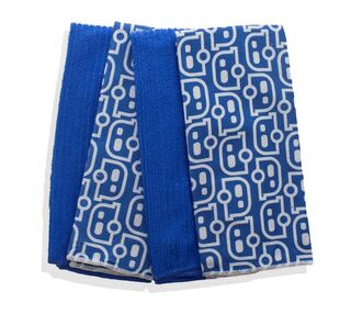 Bailey Microfibre cleaning cloths, blue/caravan print, set of 4