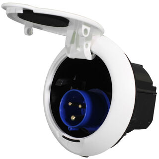 FAP Orus CEE socket, round, white, with round lid, 220-250V