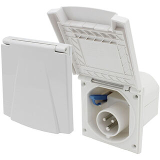 HABA Caravan CEE Supply socket with lid for caravans and motorhomes, white ABS